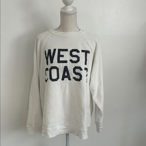Free People Retroband White 'West Coast' Vintage Worn Sweatshirt Large